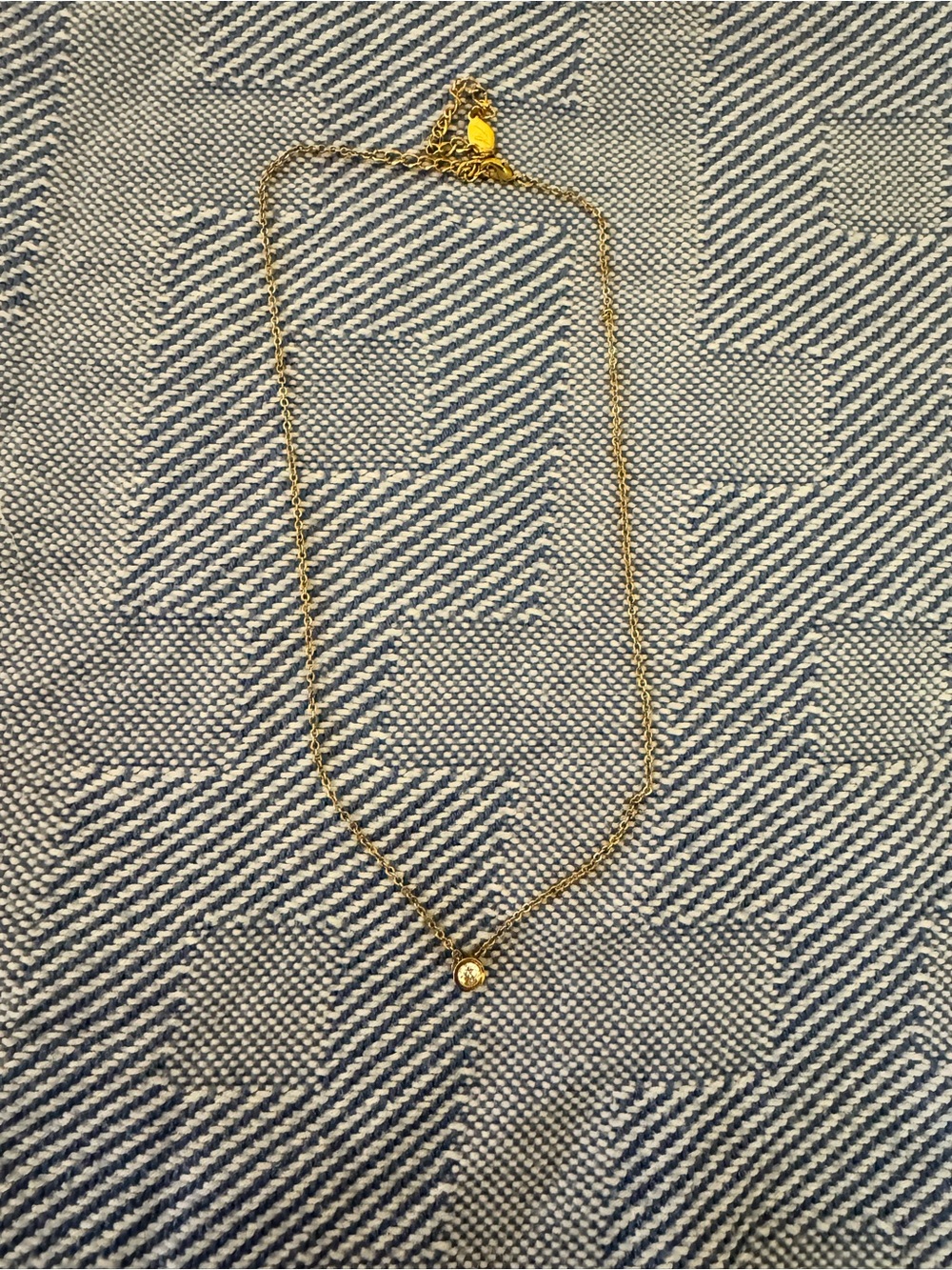 Delicate Gold Chain Necklace with Single CZ Pendant - Picture 1 of 3